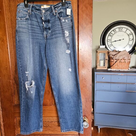 NWT Maurices Goldie Blues Womens sz 12 Regular Distressed Button Fly Regular - Picture 1 of 10